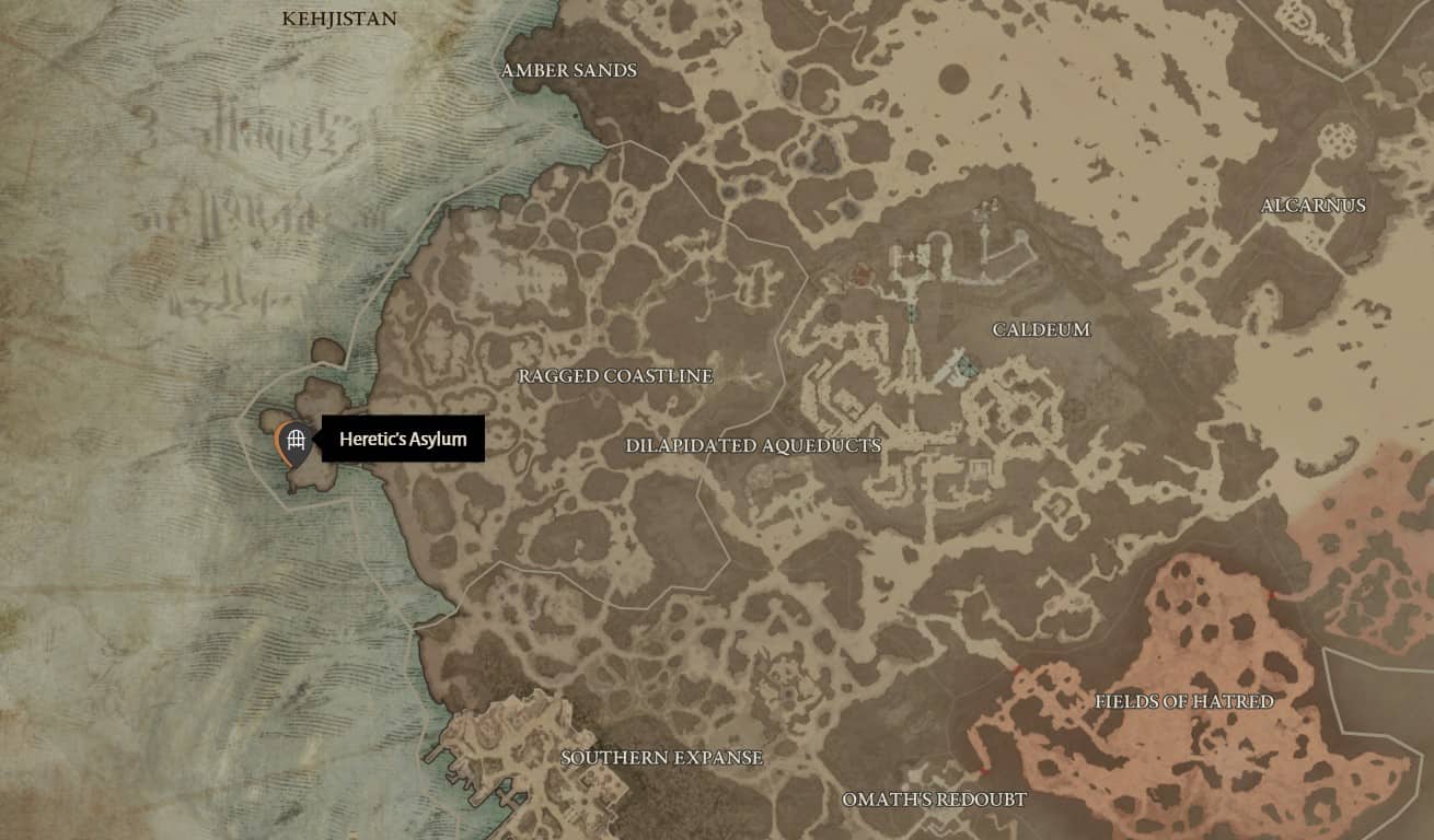 Heretics Asylum location in Diablo 4