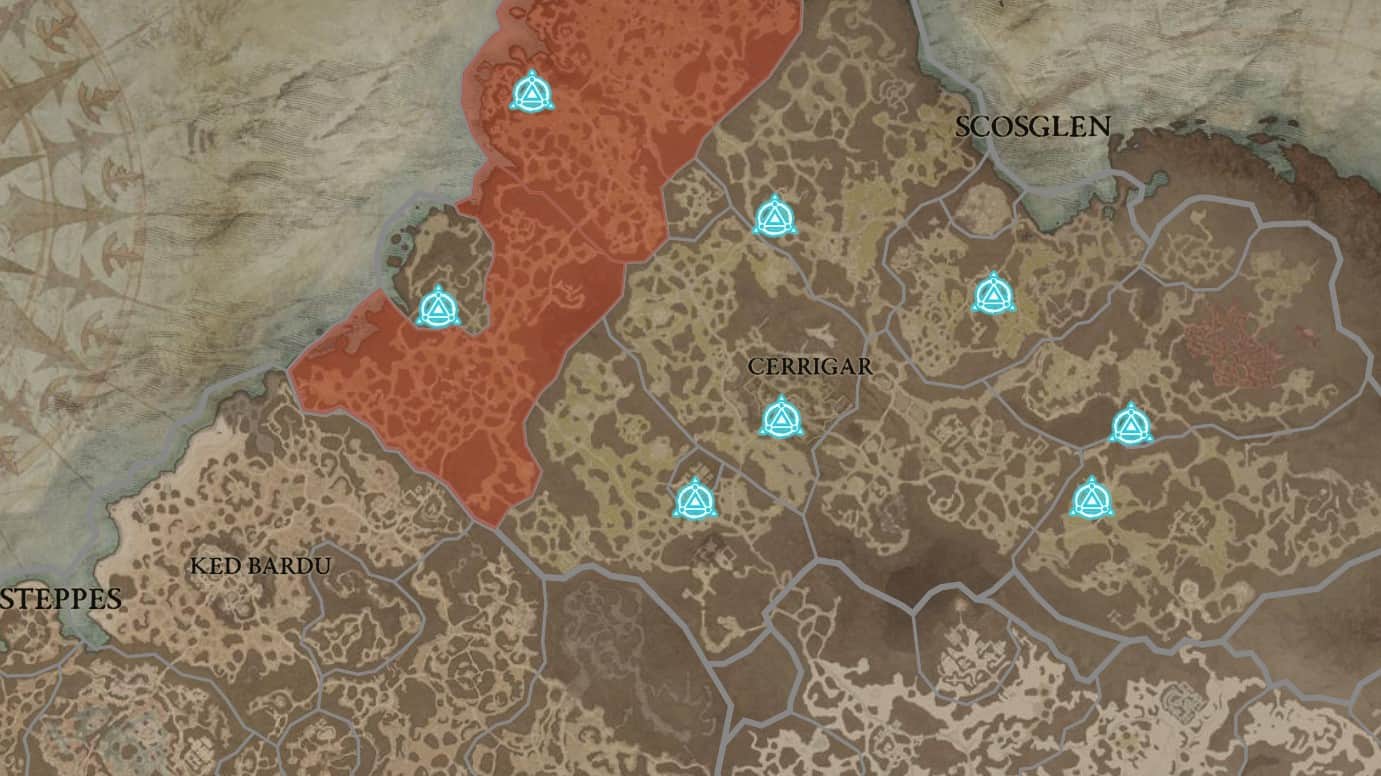 Scosglen waypoint locations in Diablo 4