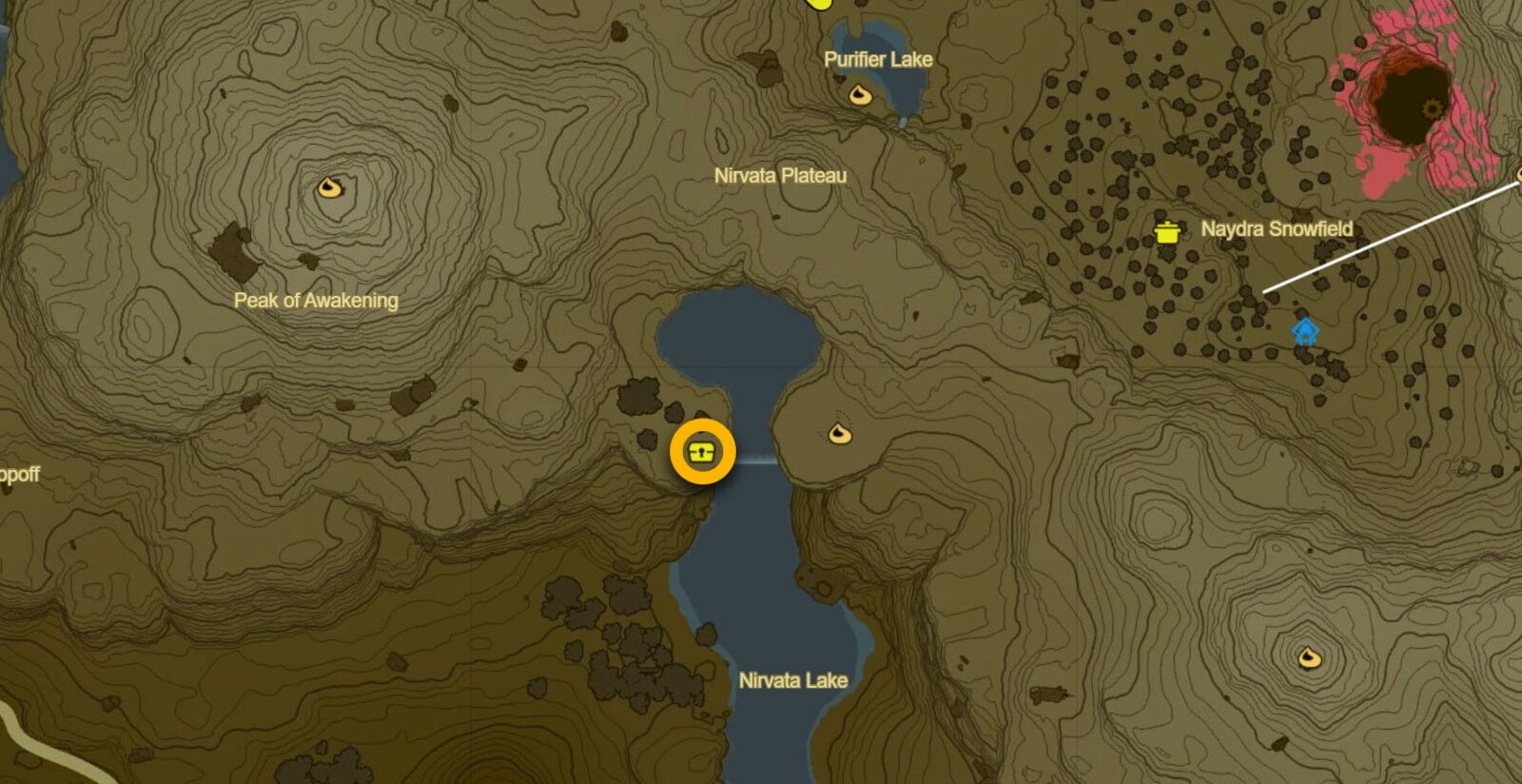 The map locations where you can get Strengthened Lizal Bow in Mountain Lanayru. 
