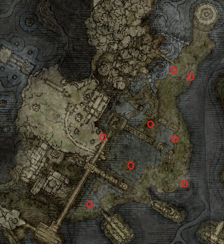 8 flame pillar locations in Siofra River