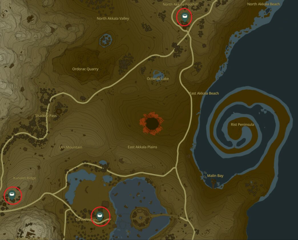 Akkala Wells Map in Zelda TotK