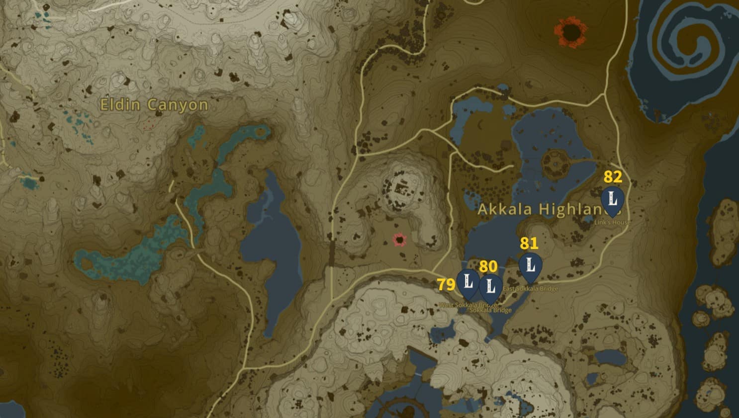 Zelda Totk Akkala Highlands Landmarks Map
