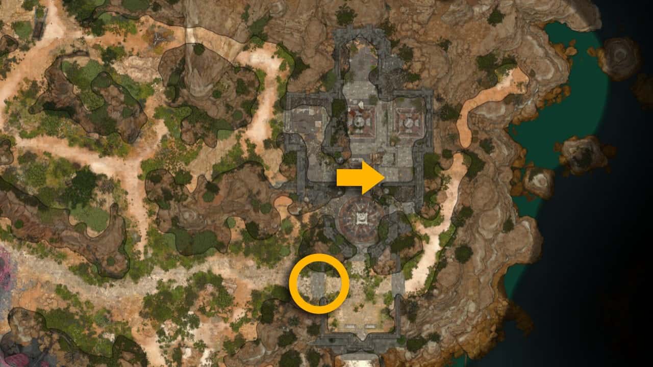 The map location of Withers in Baldur's Gate 3. 
