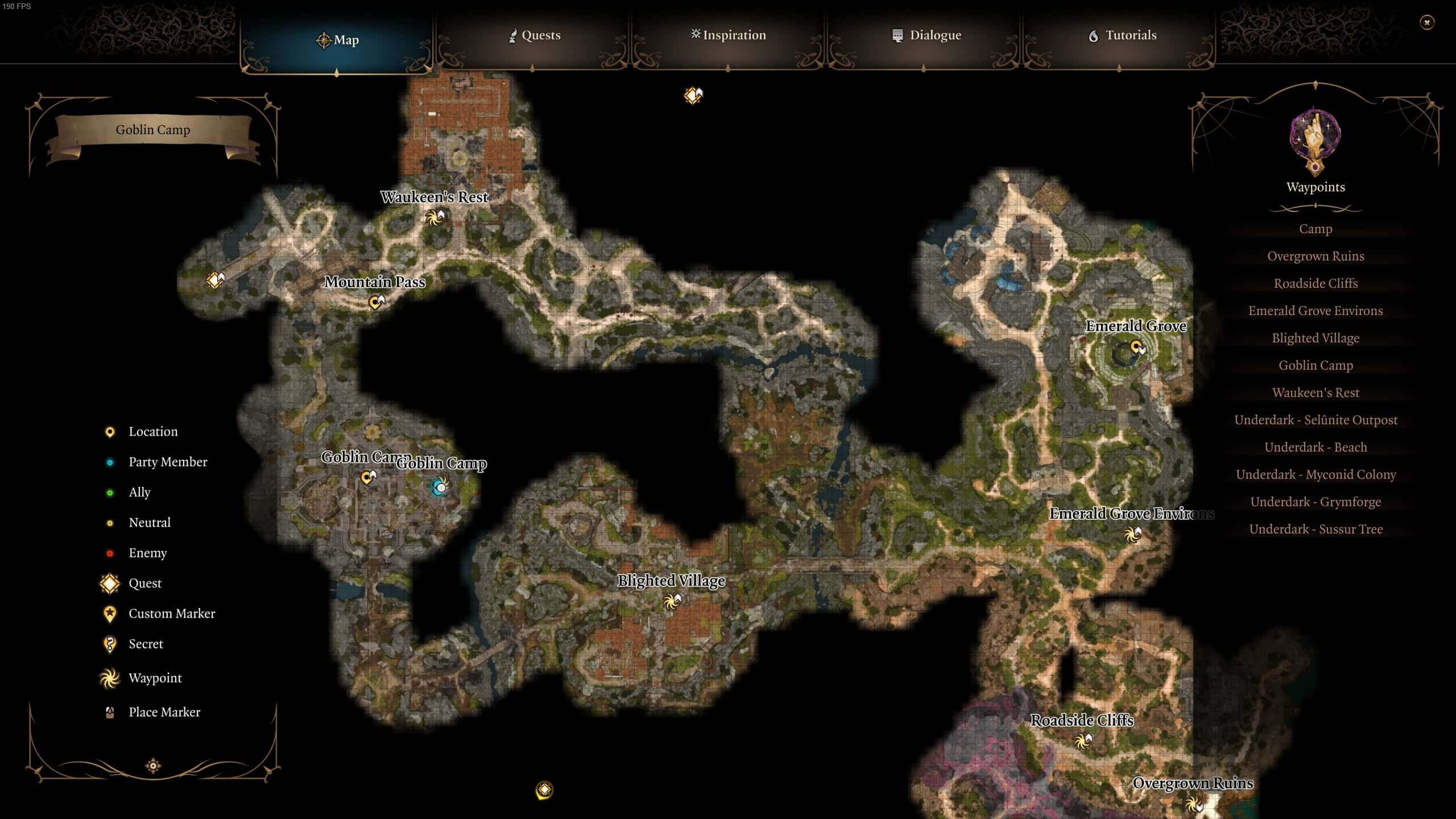 Baldur's Gate 3 Fast travel map