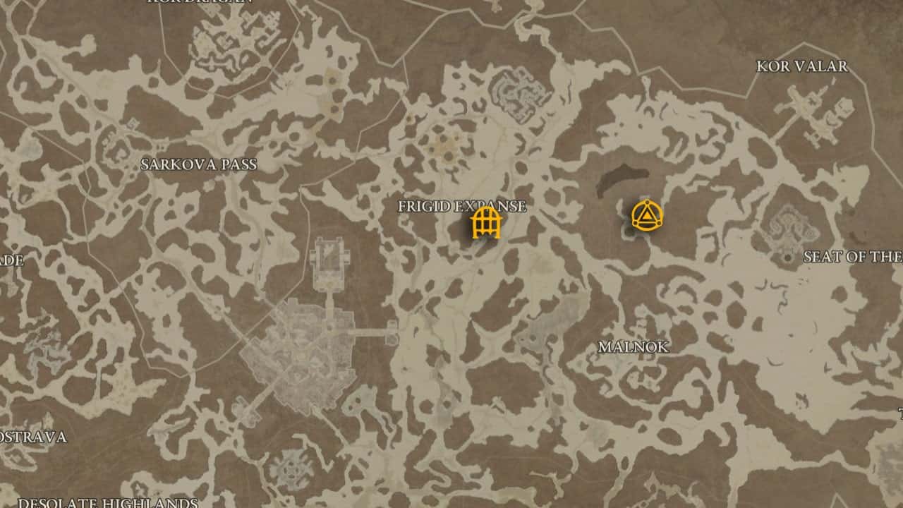 The map location of Black Asylum and how to get there in Diablo 4.