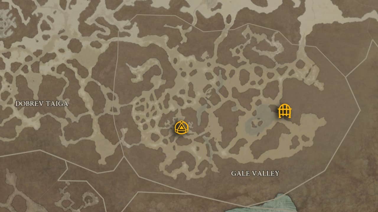 The map location of Dead Man's Dredge and how to get there in Diablo 4.