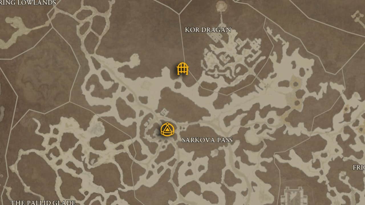 The map location of Forbidden City and how to get there in Diablo 4.