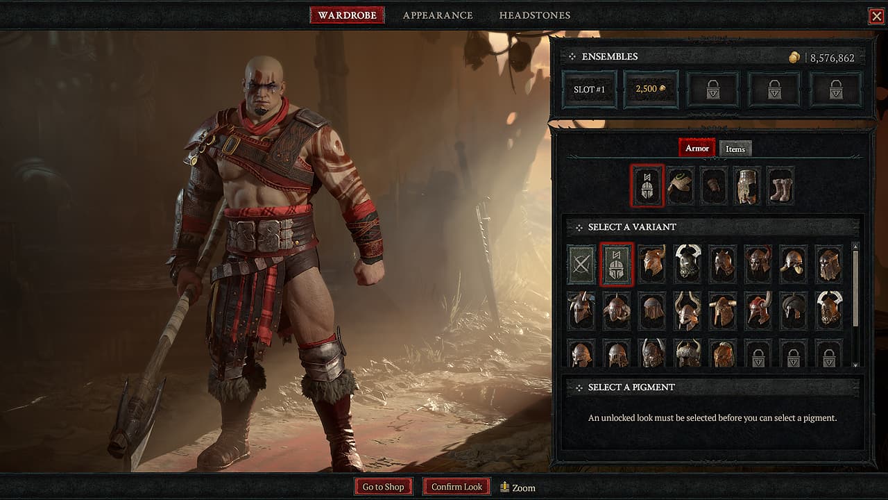 The transmogs you need to make Kratos in Diablo 4.