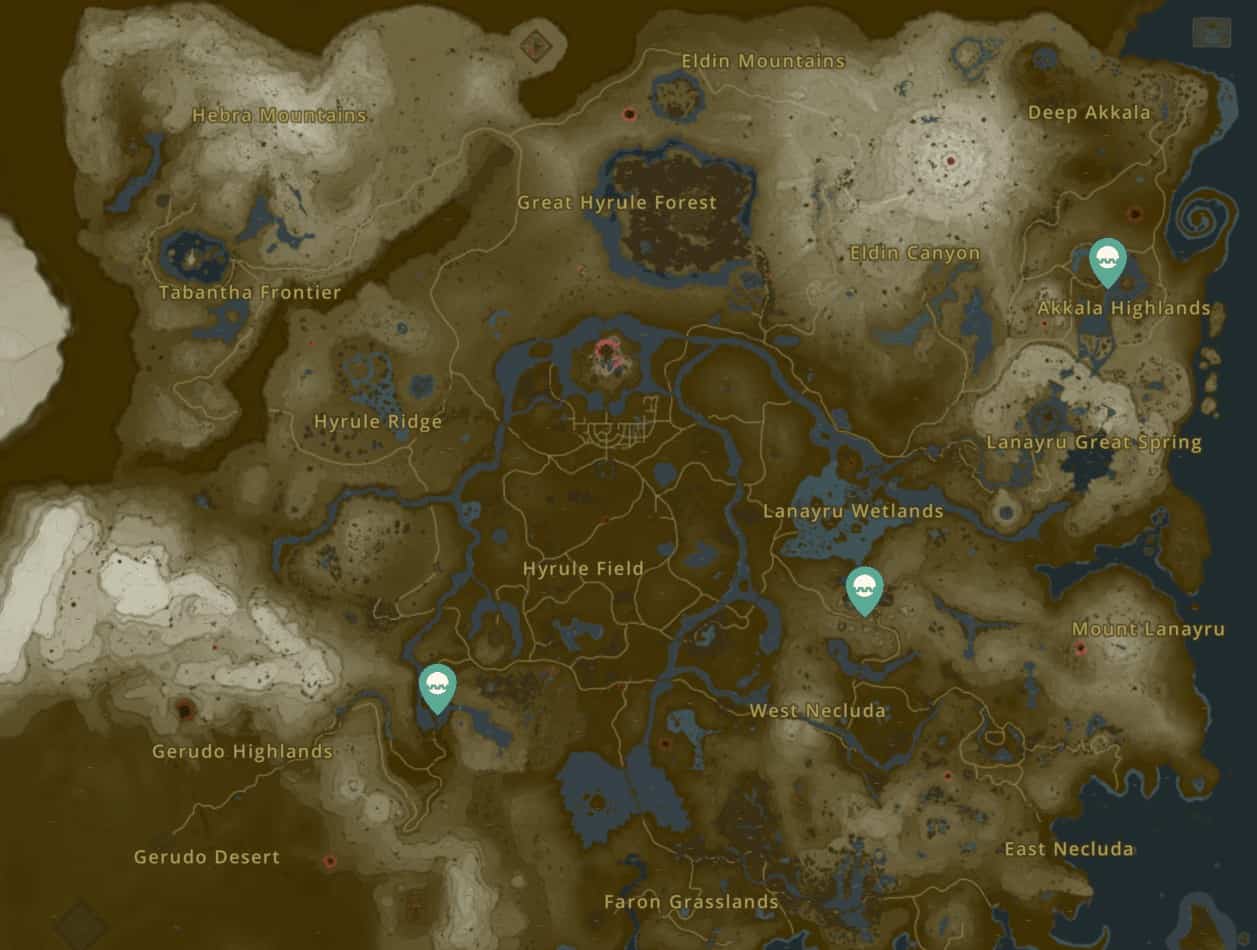 Hyrule Zonai Device Dispenser Map in Zelda TotK