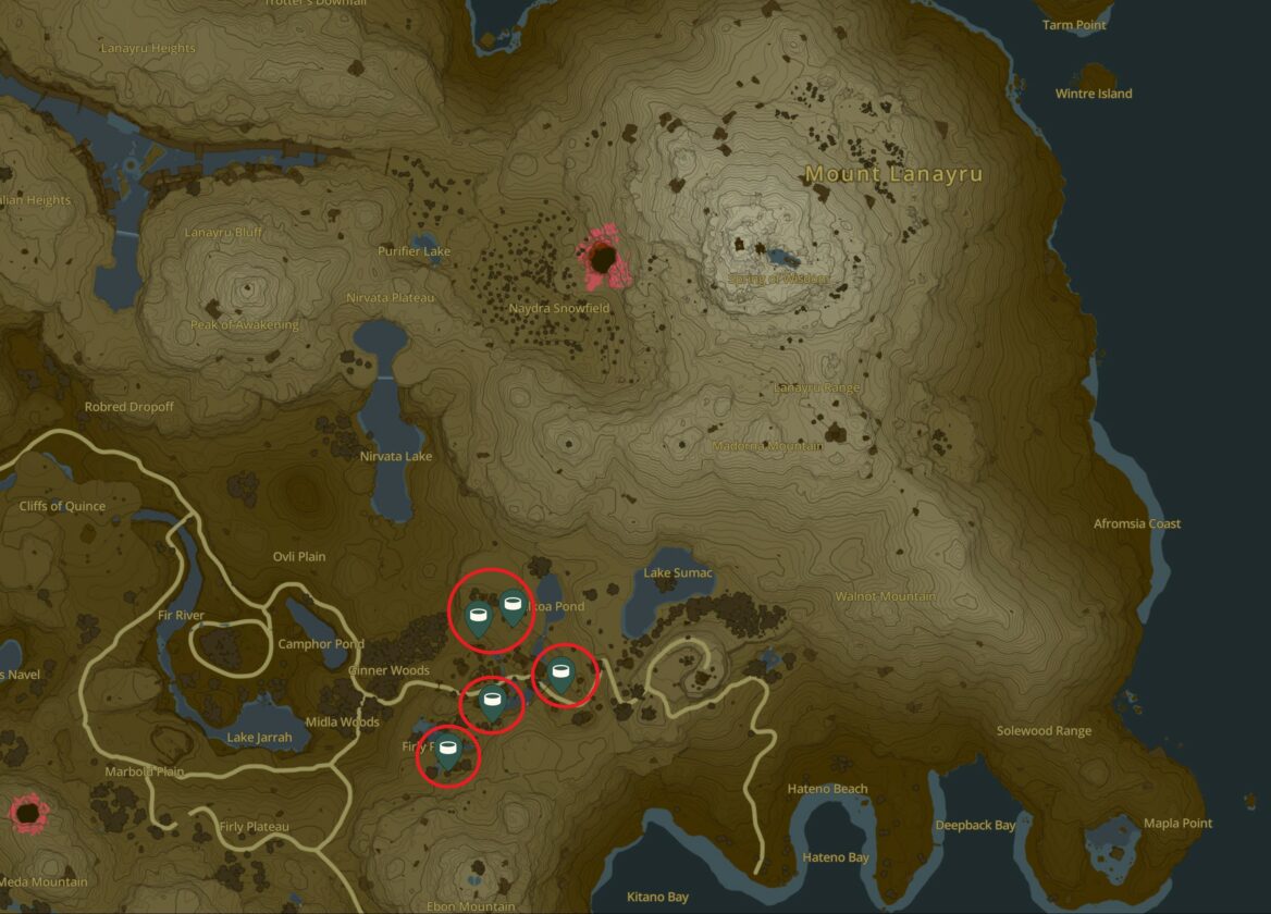 Mount Lanayru Wells Map in Zelda TotK