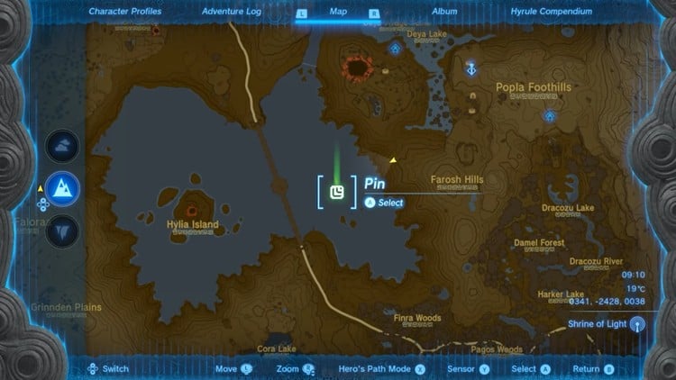 Location of Lake Hylia Whirlpool Marked On the Map