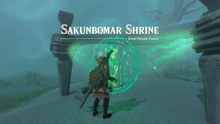 Link Standing In Front of the Sakunbomar Shrine
