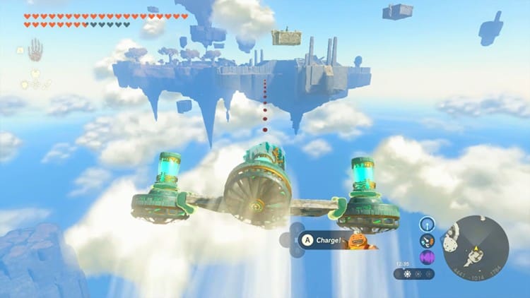 Link Flying in a Zonai-Powered Glider in Tears of the Kingdom