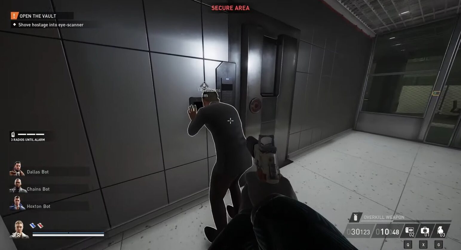 Grab an Executive to scan and open the door in payday 3