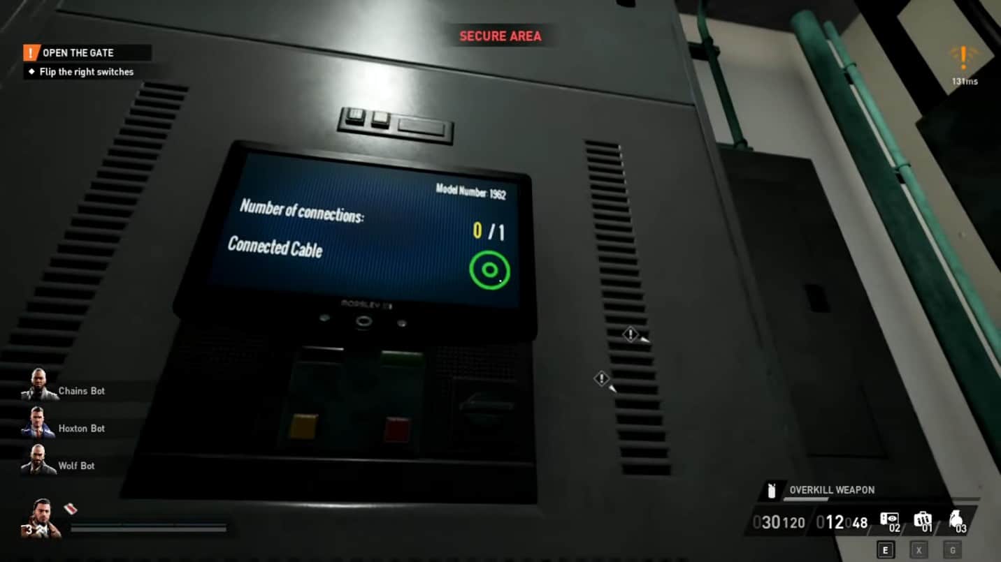 Look for the right color on Cable Controller Screen in payday 3
