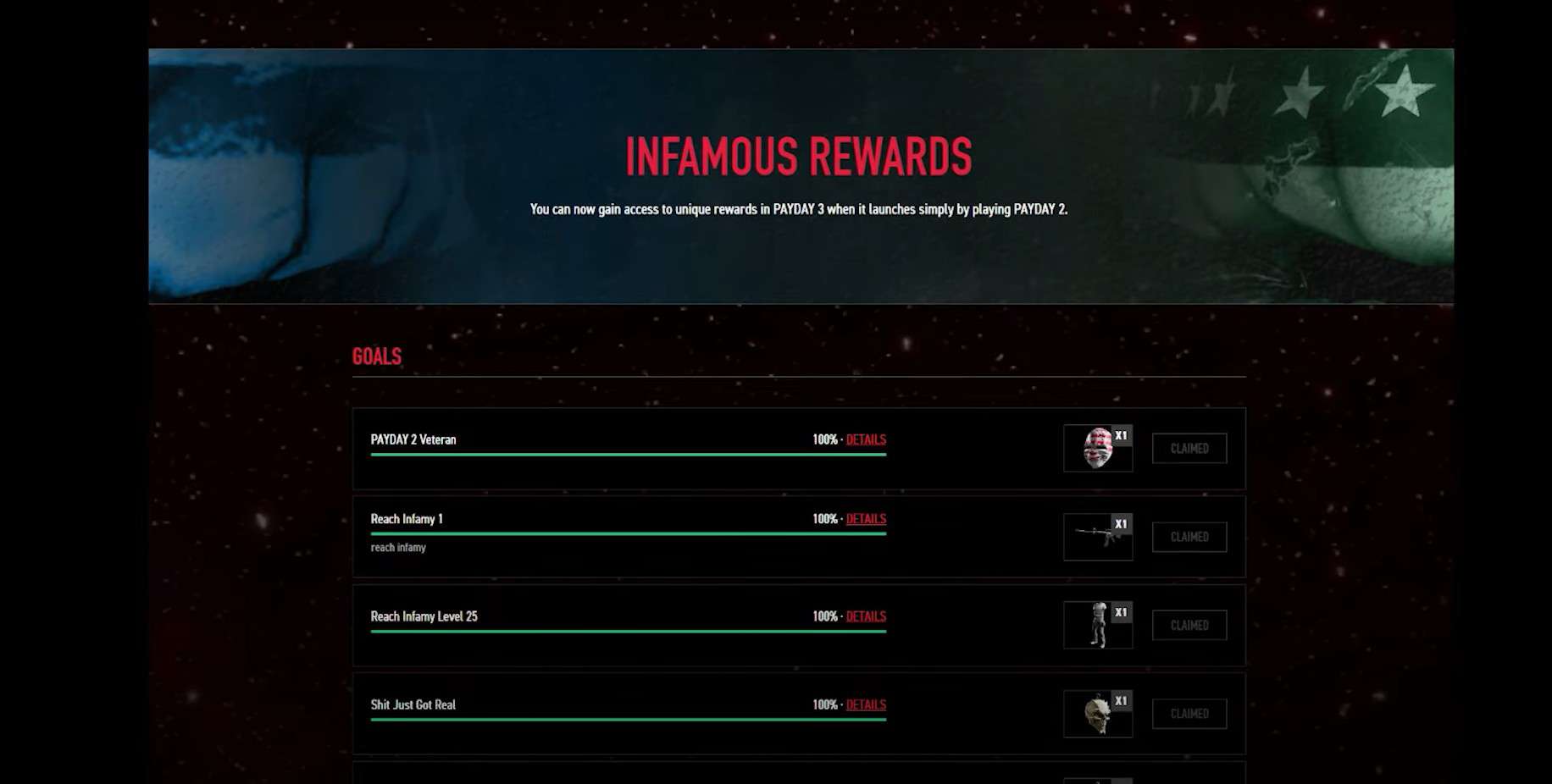 Payday 3 Infamous Rewards