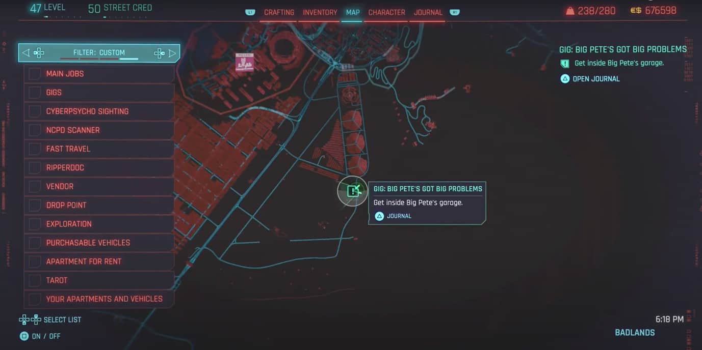 You can find Big Pete at this map location in Cyberpunk 2077. 