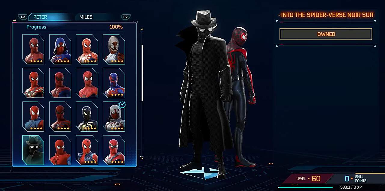 Into The Spider-Verse Noir spiderman 2 Suit