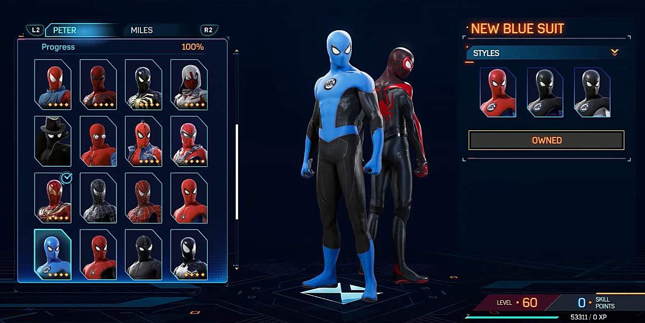 New Blue spiderman 2 Suit