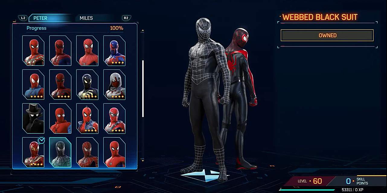 Webbed Black spiderman 2 Suit