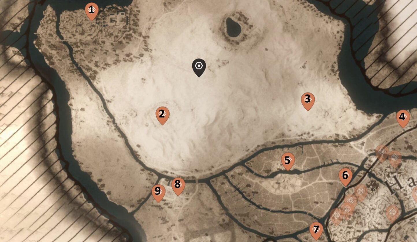 Wilderness Historical Site locations in AC Mirage