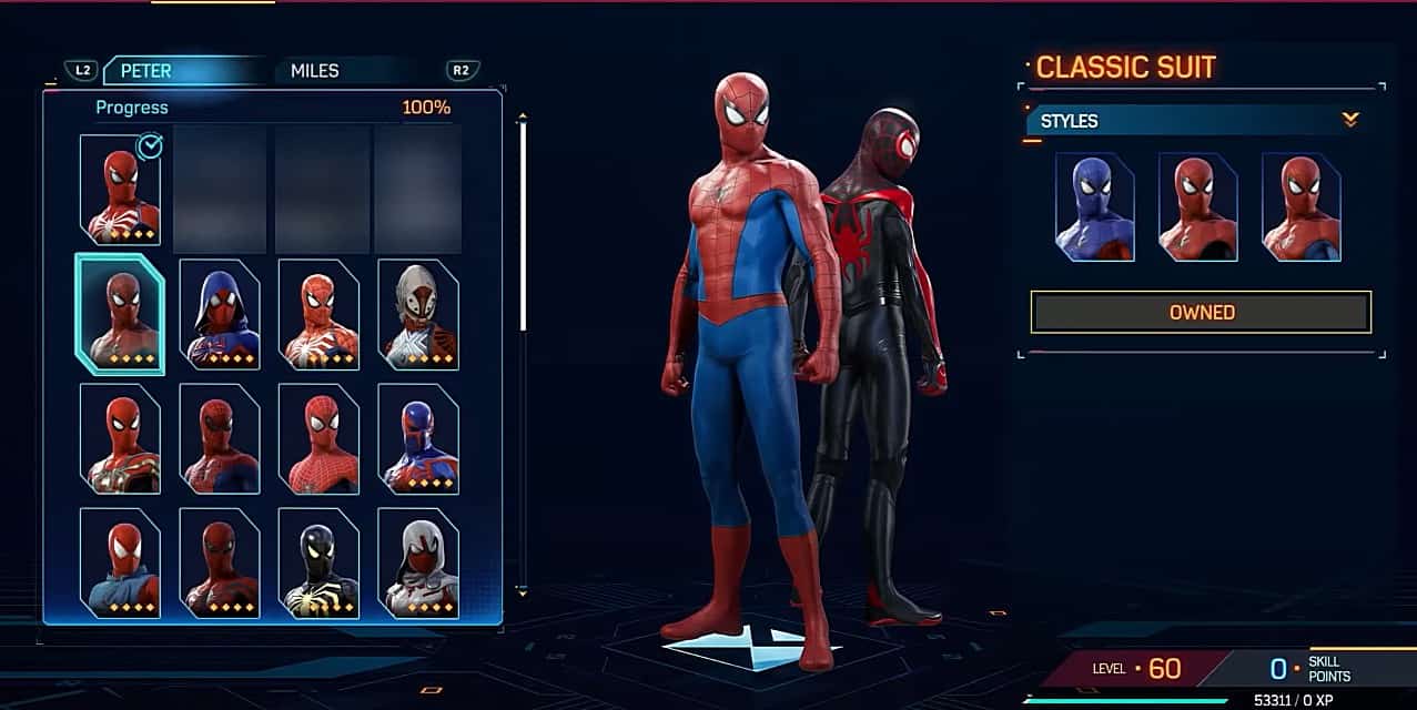 Classic Suit spiderman 2 suit