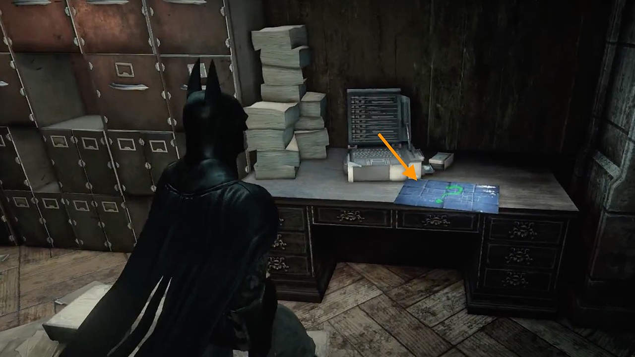 This is an easy Riddle map to find in Batman: Arkham Asylum. 