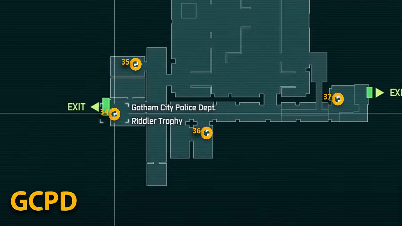 There are four Riddler Trophies in the GCPD building of Batman: Arkham City.