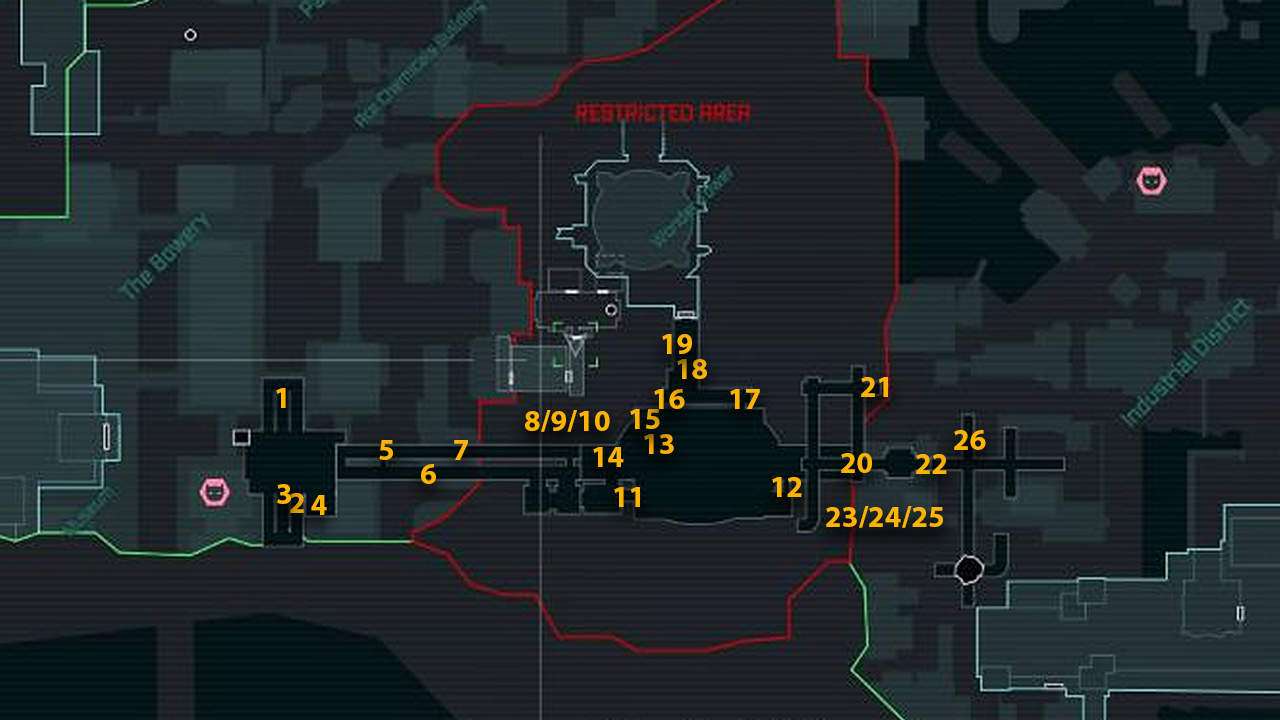The map locations of all Riddler Trophies in the Subway Station of Batman: Arkham City. 