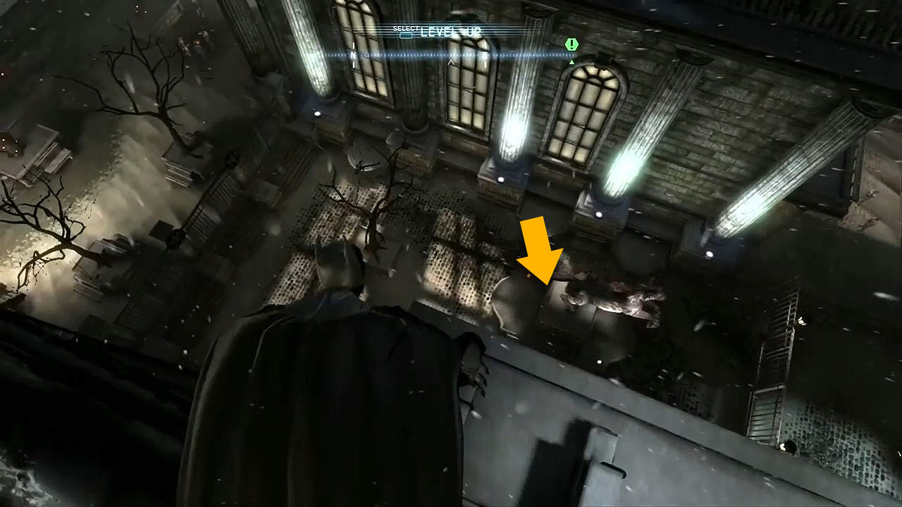 Look behind the horse statue for another plaque in Batman: Arkham Origins. 