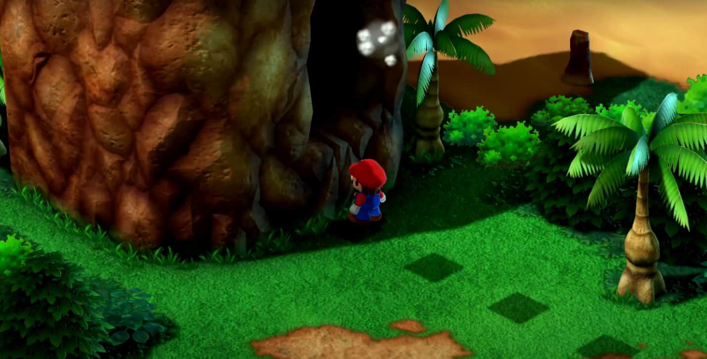 Cave will a large entrance in Super Mario RPG
