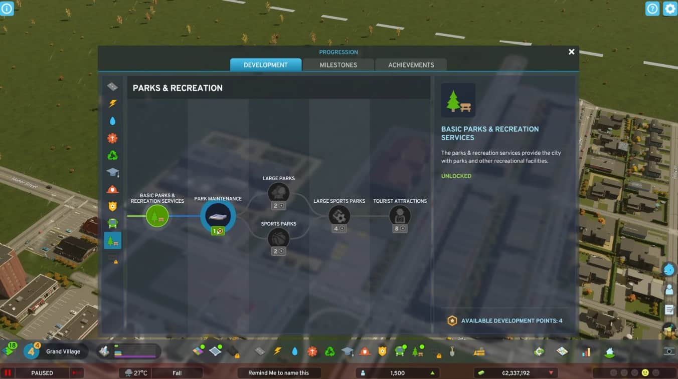 Parks & recreation in Cities Skylines 2