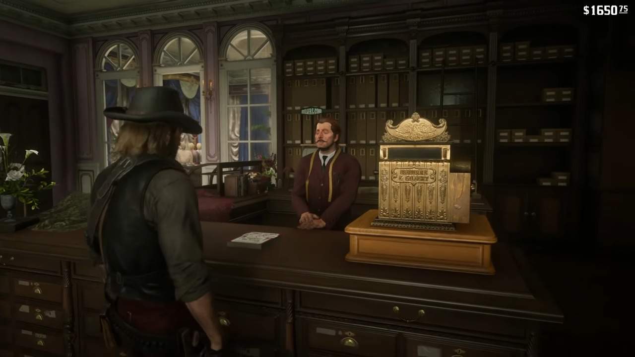 Arthur Morgan talking to a tailor in Saint Denis in Red Dead Redemption 2 Tailors Guide