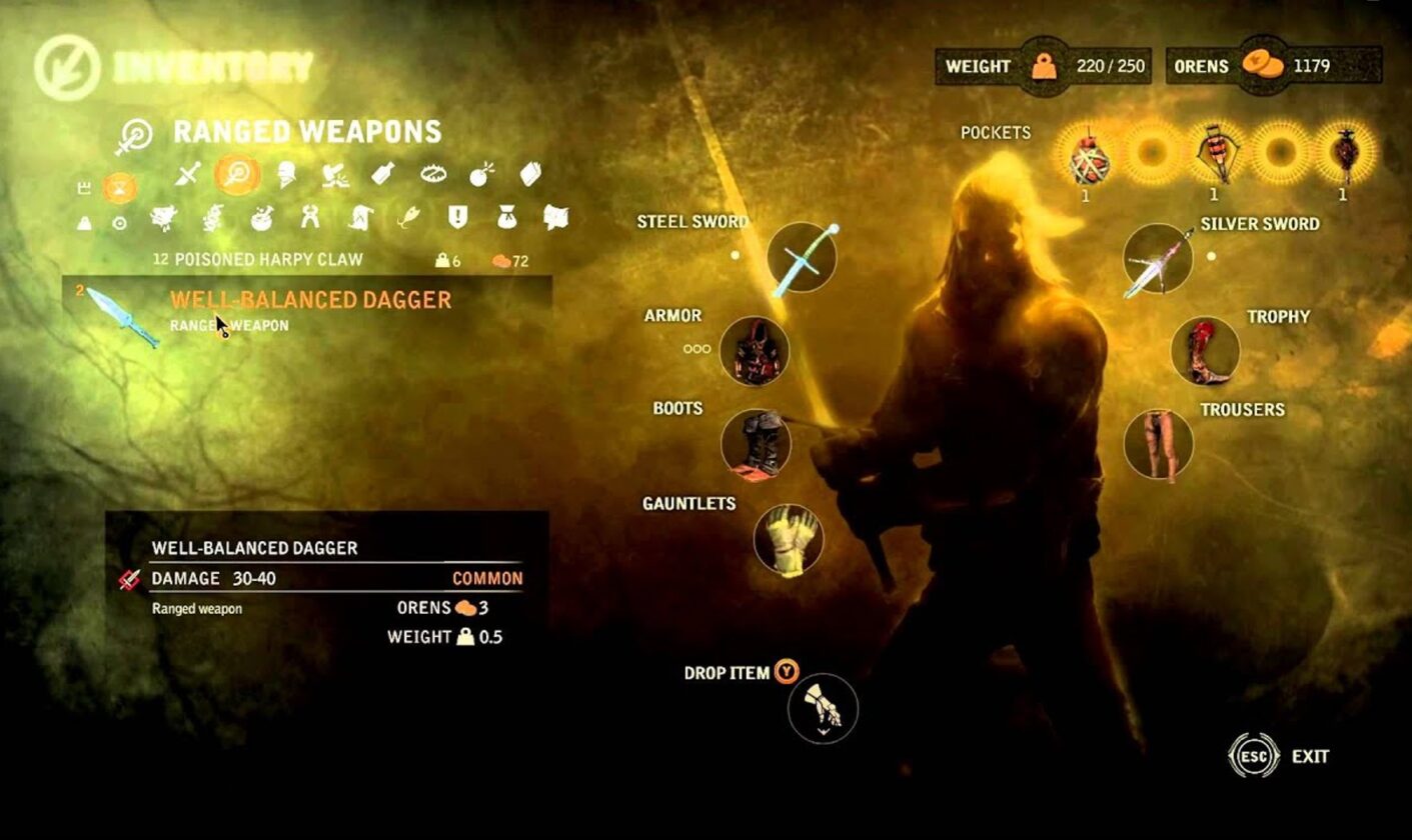 Sell Items to earn coin in The Witcher 2