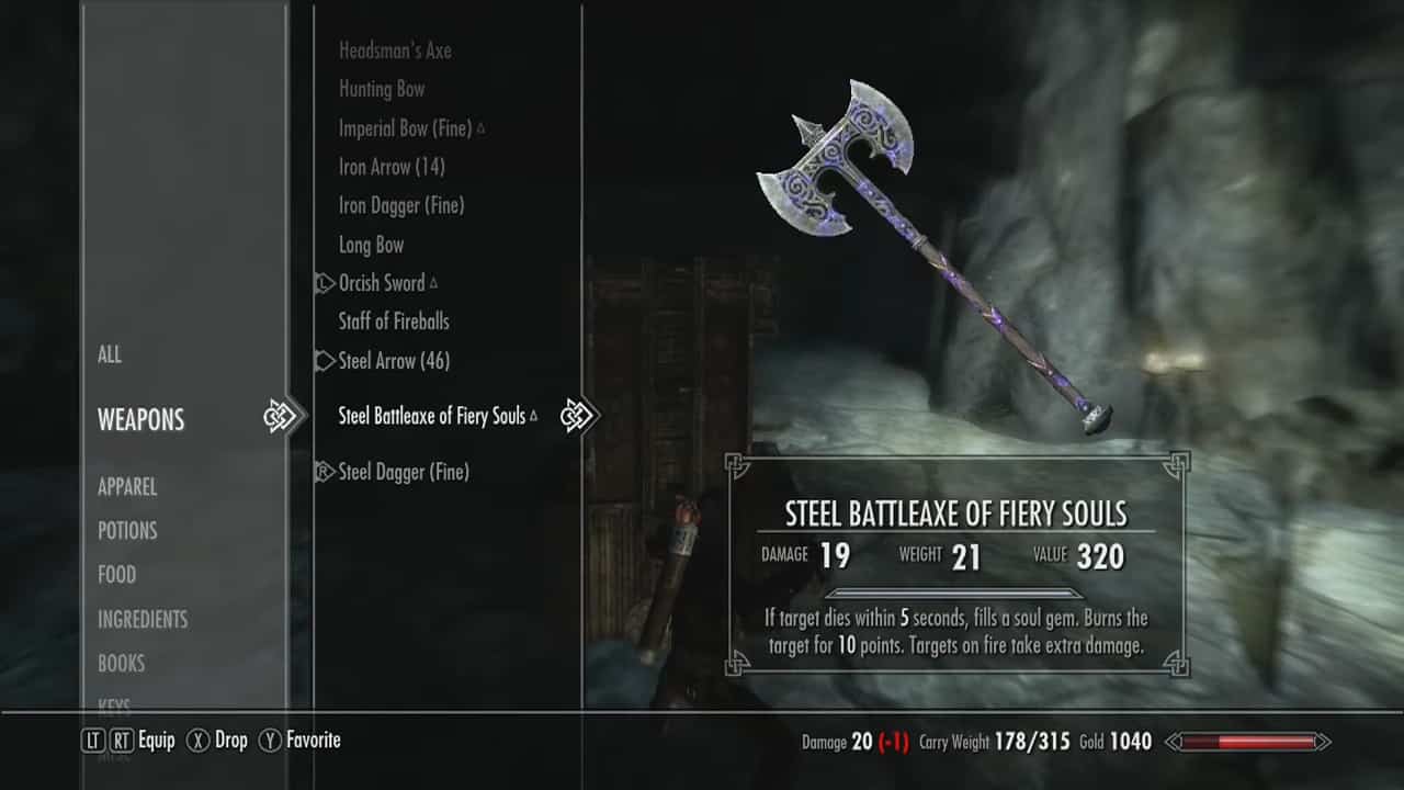 Steel Battleaxe of Fiery Souls