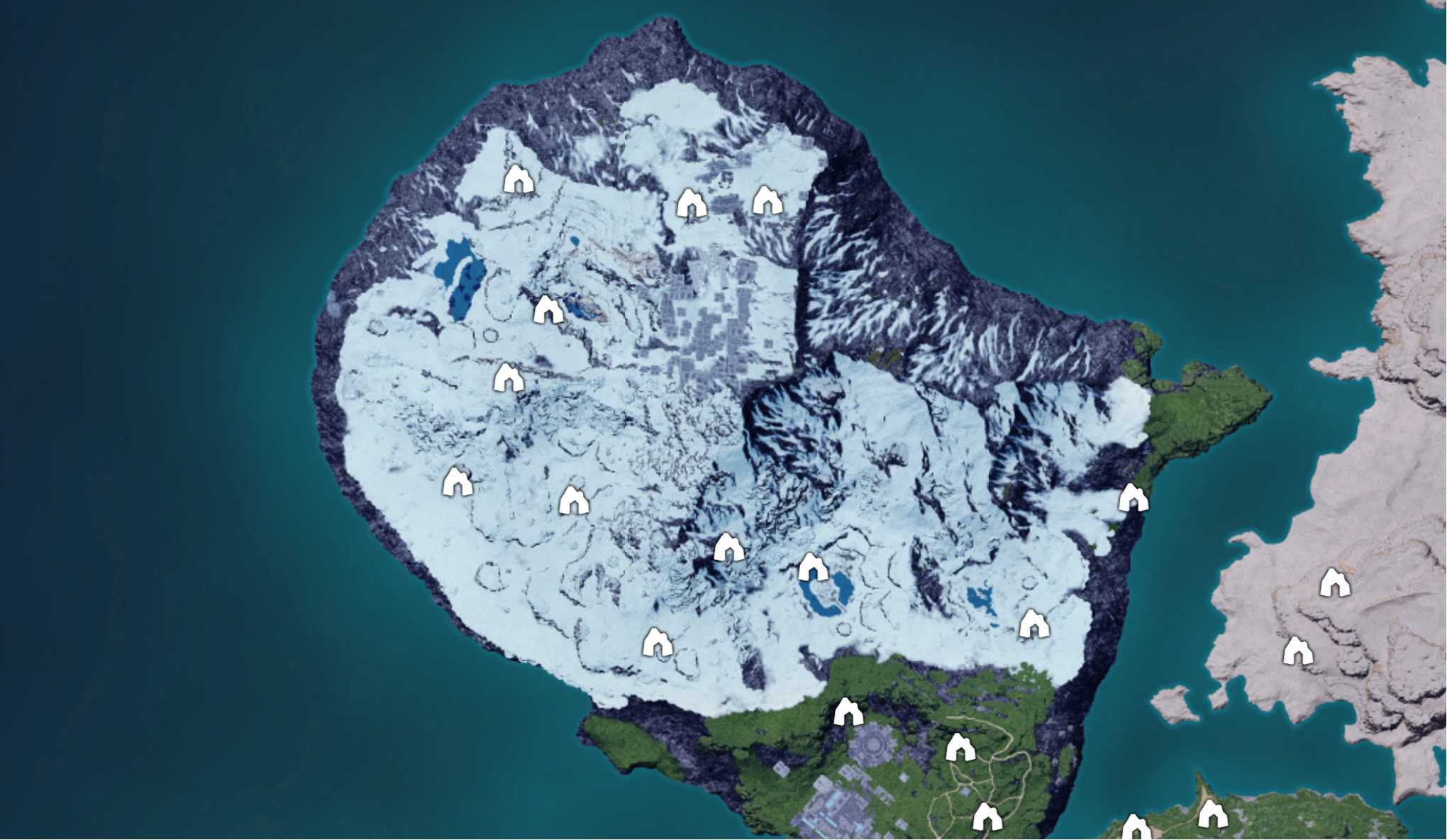 Palworld Glacier region dungeons Map