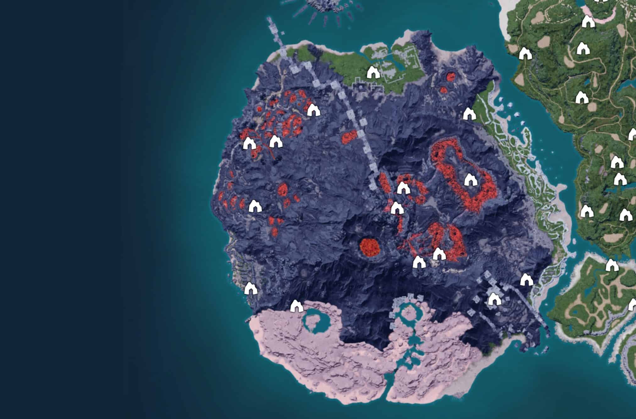 Palworld Volcano region dungeons Map