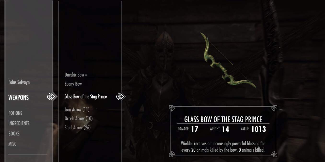 glass bow of stag prince skyrim