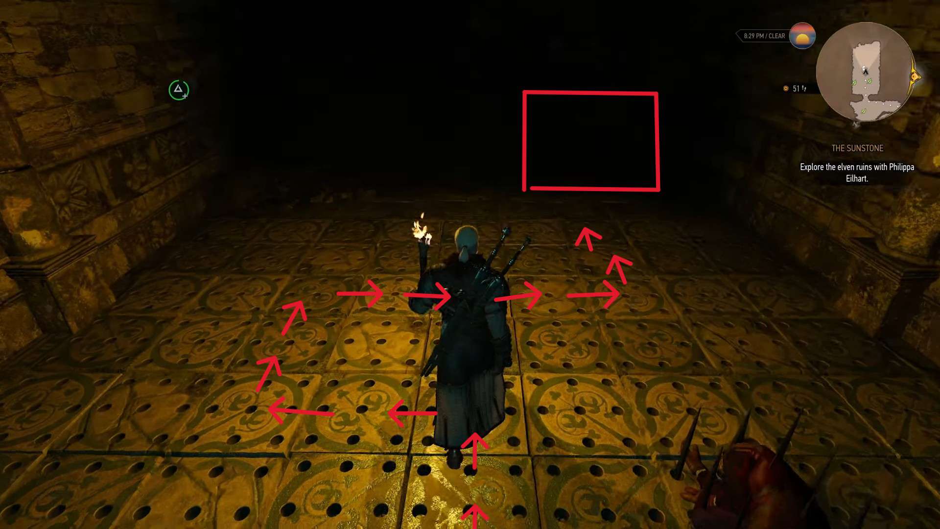 The Witcher 3 Sunstone spike trap puzzle