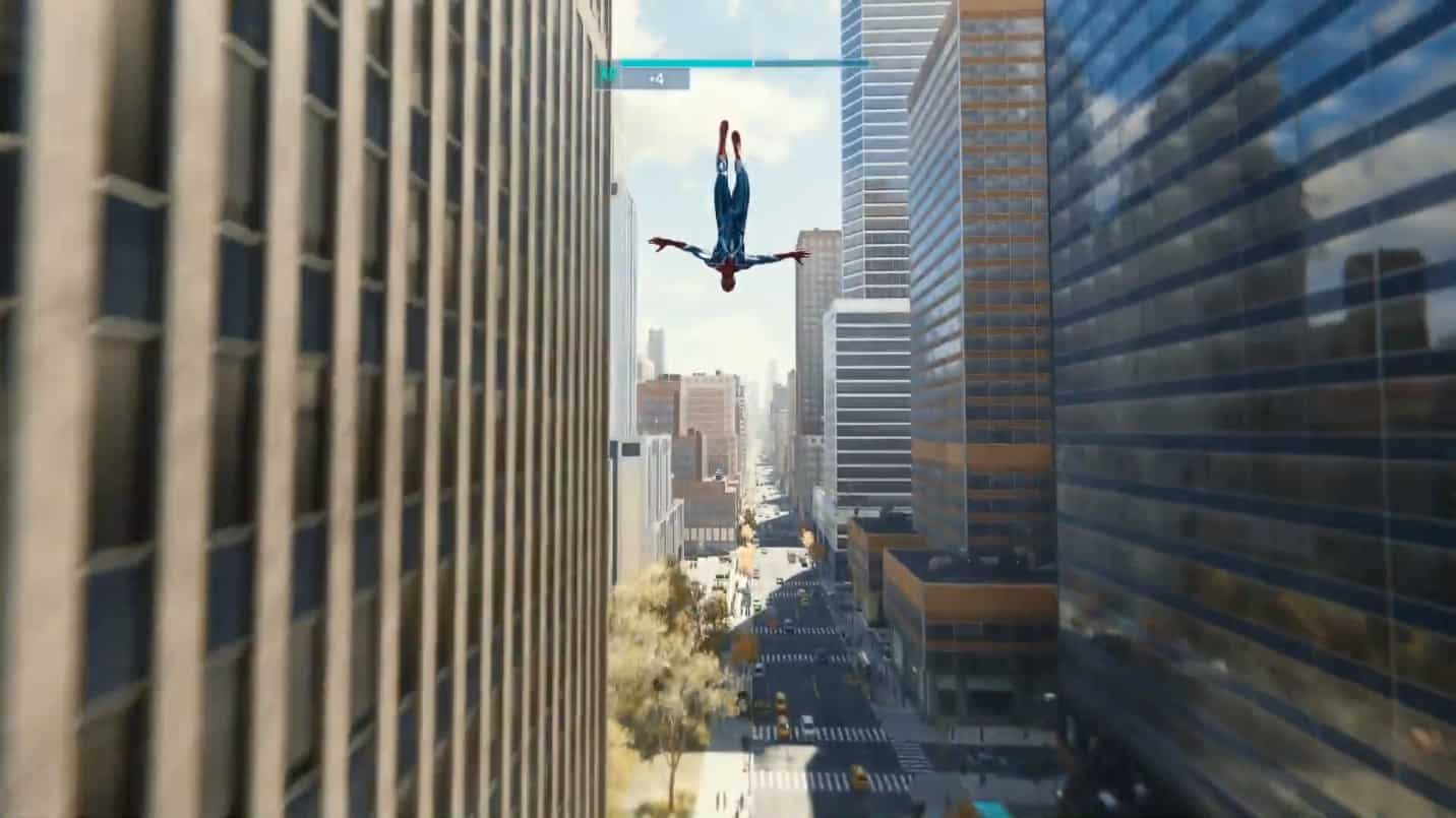 spider-man swinging in the air