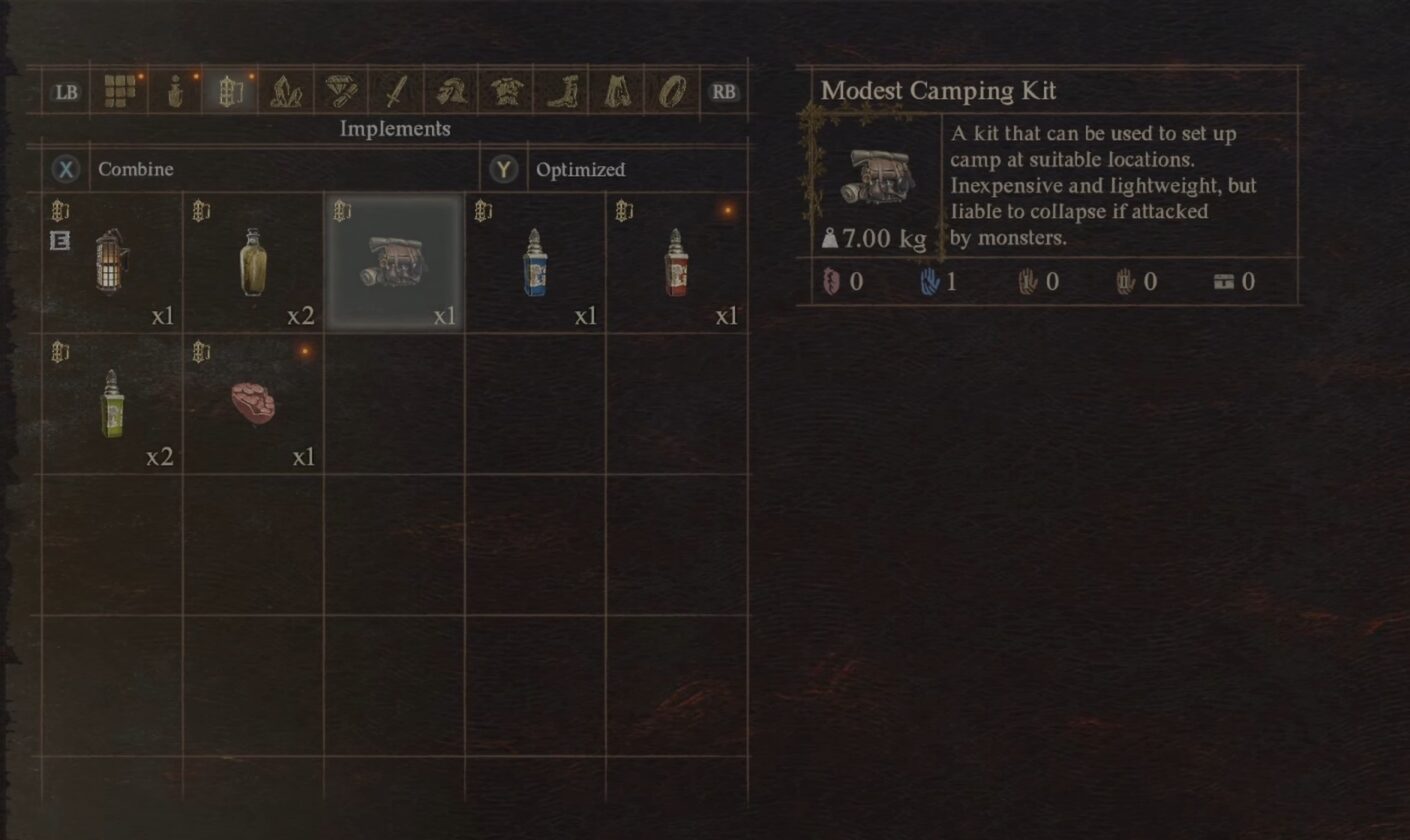 Camping Kit for night in Dragons Dogma 2