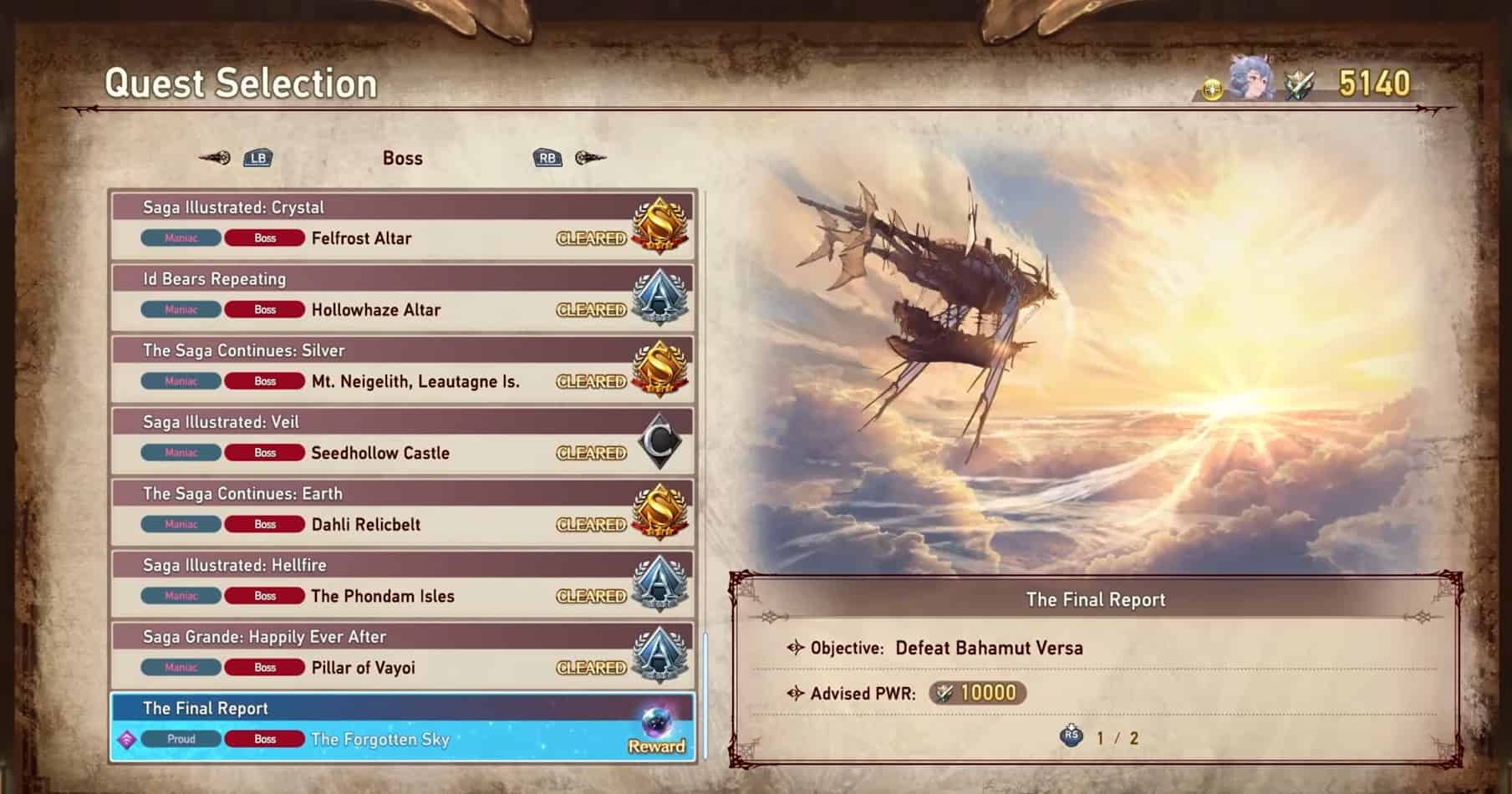 Quest Difficulty in Granblue Fantasy Relink
