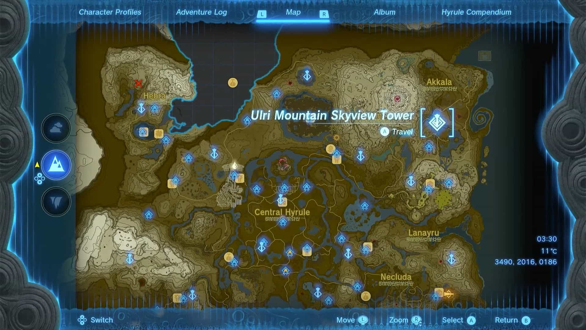 Zelda: TotK Ulri Mountain Skyview Tower location