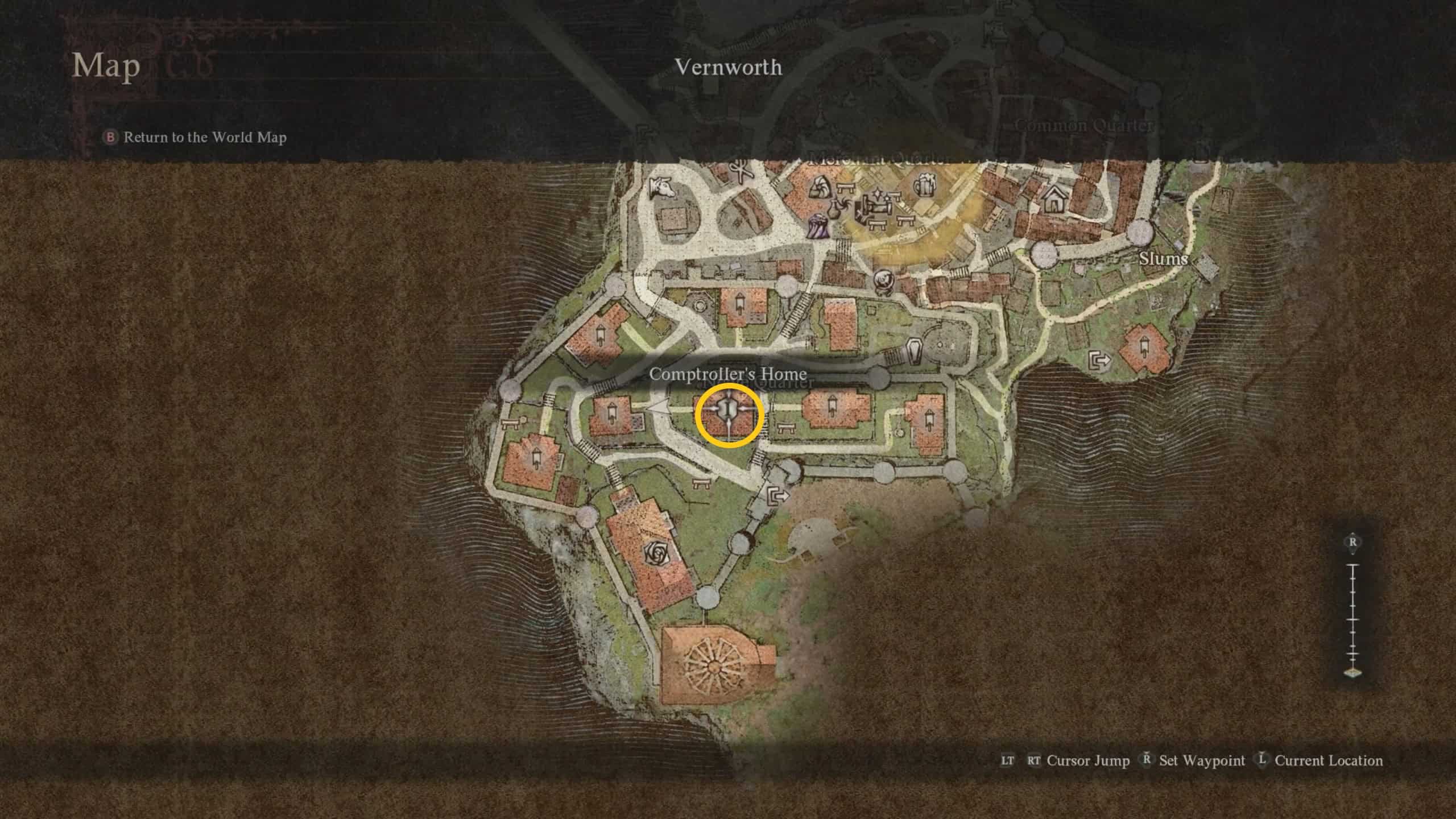 Comptroller Home location in Dragon's Dogma 2
