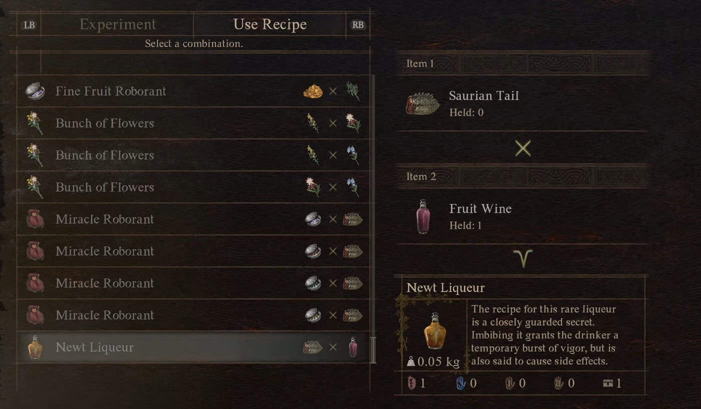 Mixing Fruit Wine with other item in Dragon's Dogma 2