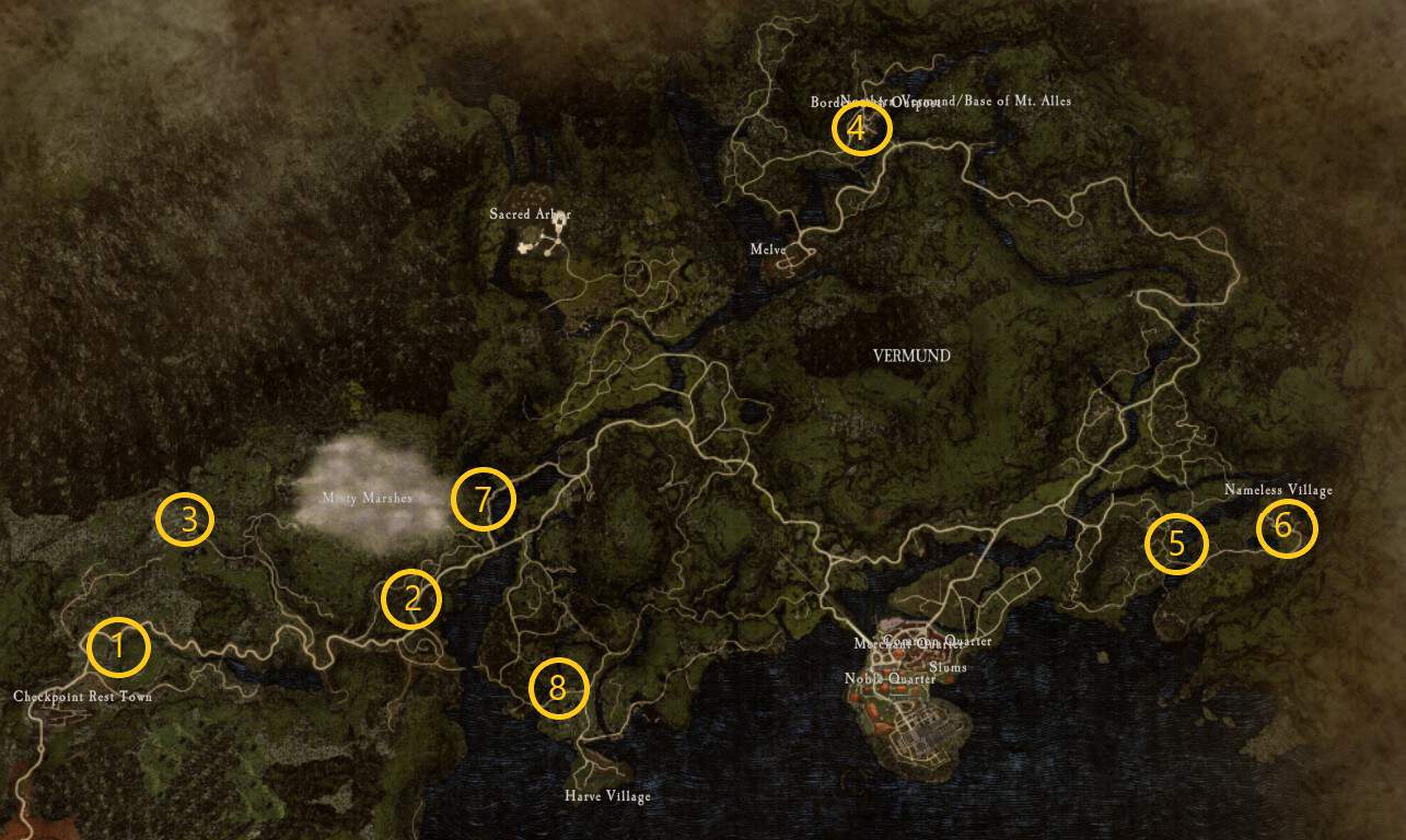 Vermund Riftstones locations Map in Dragon's Dogma 2
